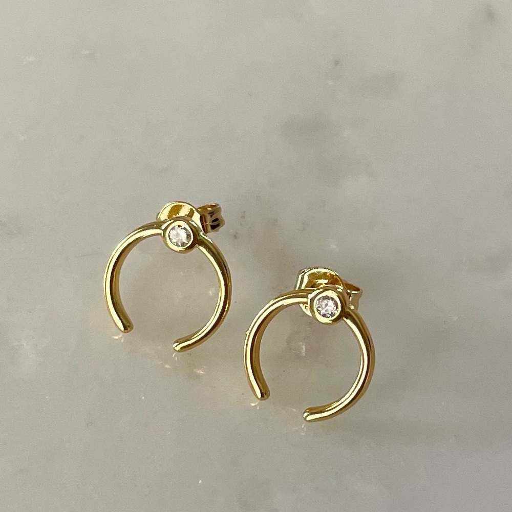 + ADORNIA + 14k Yellow Gold Front Facing Hoop Earrings - Picture 2 of 5